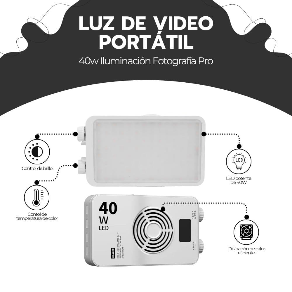 Luz De Video Portátil De 40w Iluminación Fotografía Pro — imagen 3