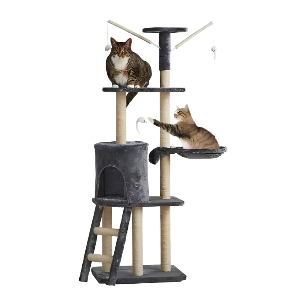 Rascador Torre Para Gatos con Hamaca y Juguetes | Árbol Multi-Nivel de 5 Pisos con Casita para Descansar y Trepar | Novystor — imagen 2