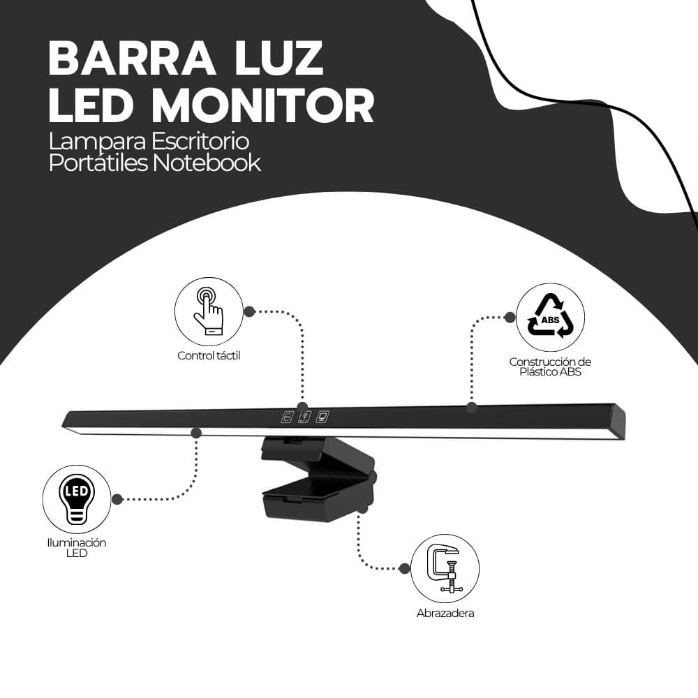Barra de Luz para Monitor LED 50cm | Lámpara de Escritorio Regulable con 3 Tonos de Color y Alimentación USB-C | Novystor — imagen 3