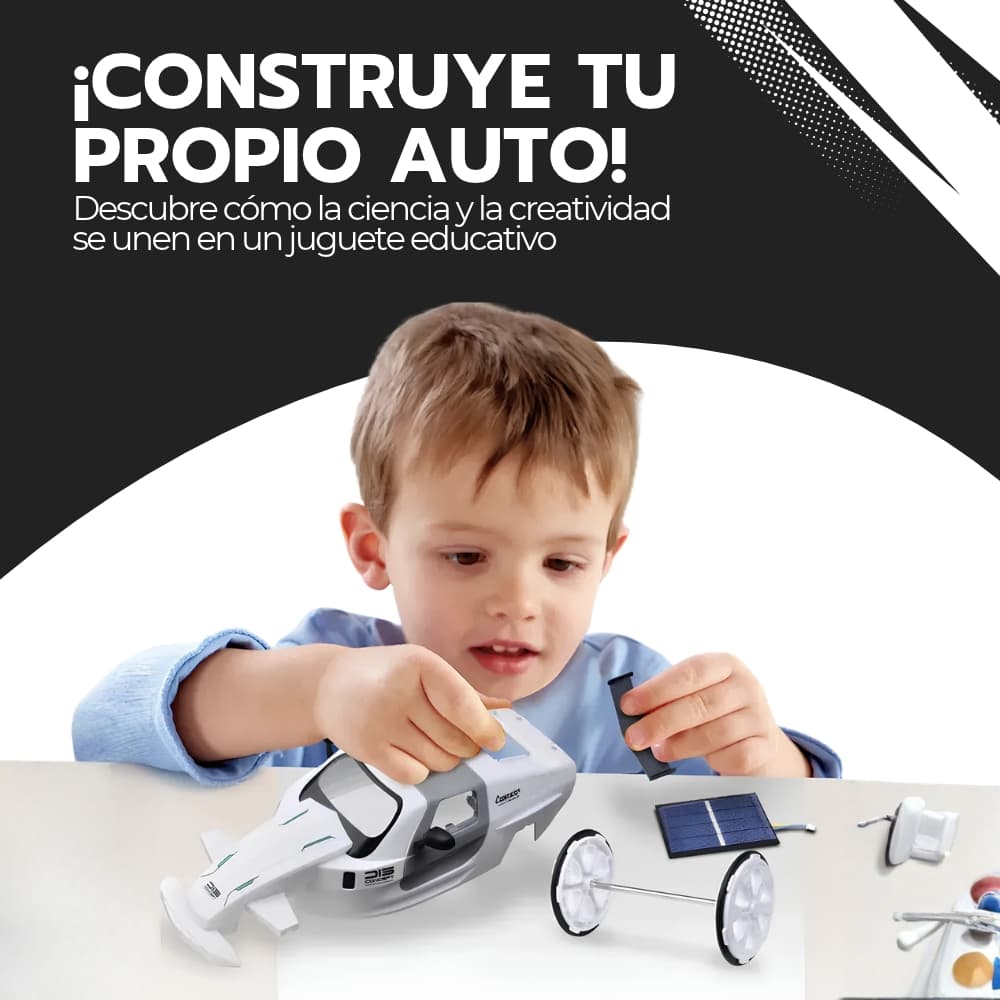 Auto a panel solar armable educativo STEM con doble alimentación solar y batería para aprender energía renovable | Novystor — imagen 5