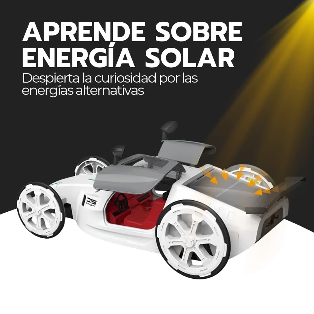 Auto a panel solar armable educativo STEM con doble alimentación solar y batería para aprender energía renovable | Novystor — imagen 6