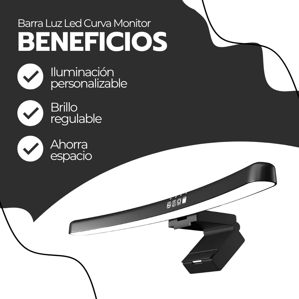 Barra Curva Pesas LED para Monitor Curvo | Lámpara de Escritorio con Brillo Regulable y 3 Temperaturas de Color | Alimentación USB-C | Novystor — imagen 4