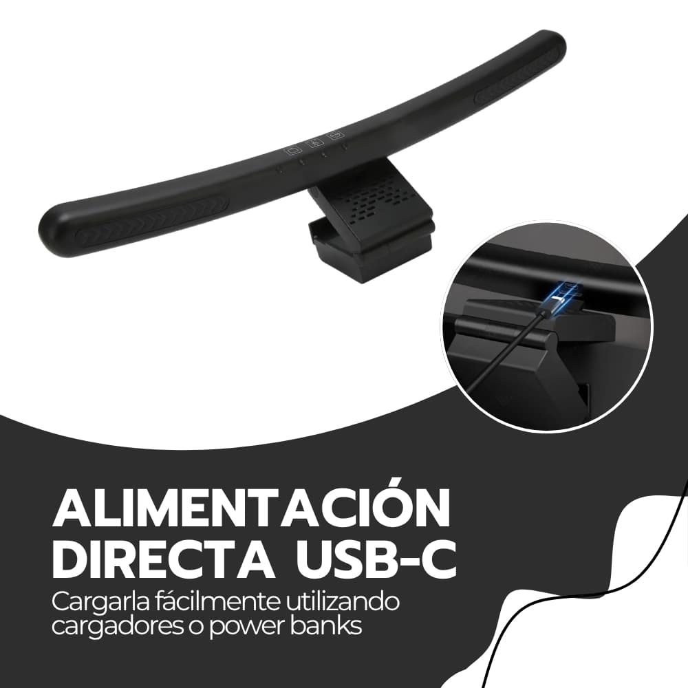 Barra Curva Pesas LED para Monitor Curvo | Lámpara de Escritorio con Brillo Regulable y 3 Temperaturas de Color | Alimentación USB-C | Novystor — imagen 9