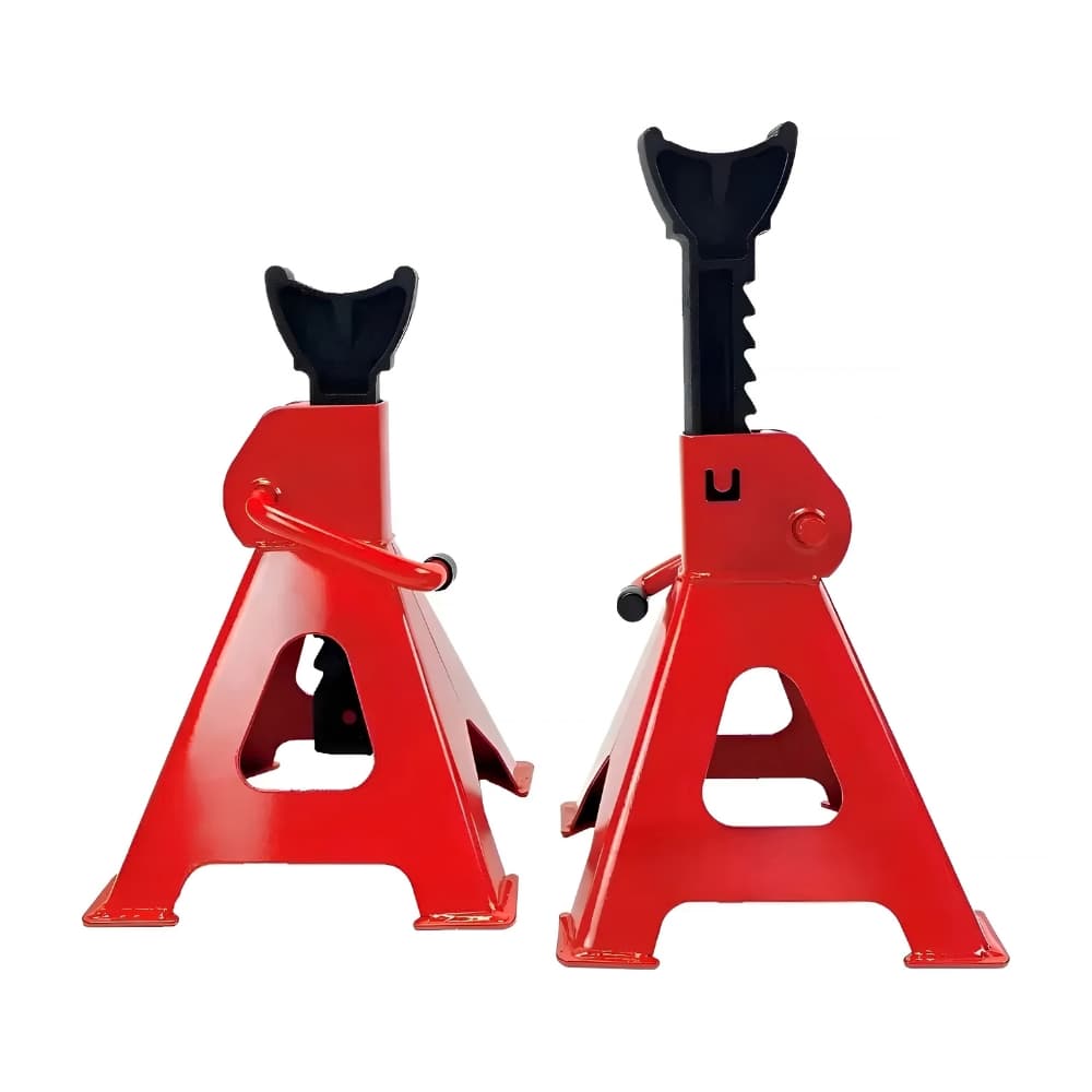 Caballetes de madera para auto 3 toneladas | Set de 2 banquillos mecánicos ajustables de 28,5 a 42 cm con estructura de acero reforzado | Novystor — imagen 2