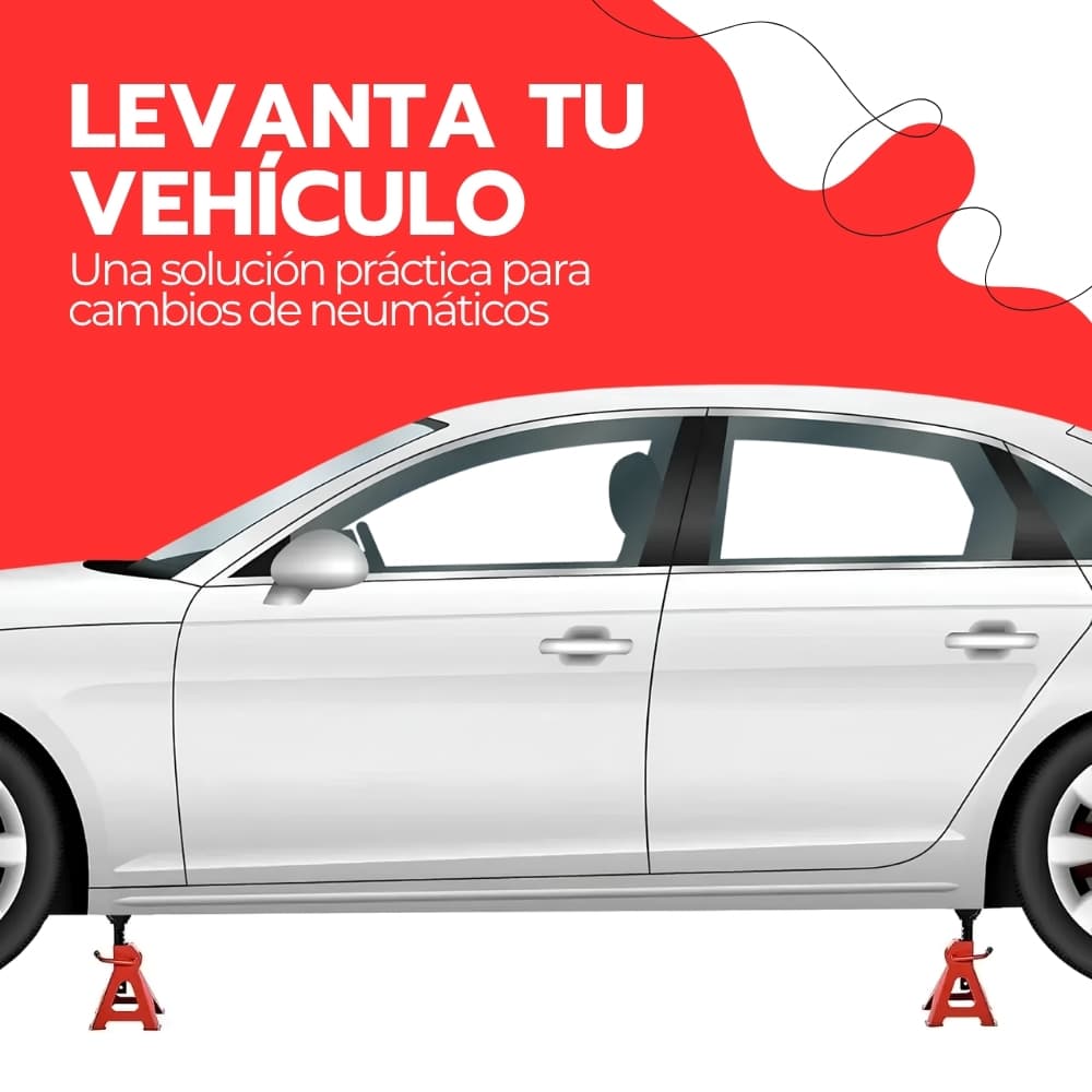 Caballetes de madera para auto 3 toneladas | Set de 2 banquillos mecánicos ajustables de 28,5 a 42 cm con estructura de acero reforzado | Novystor — imagen 5
