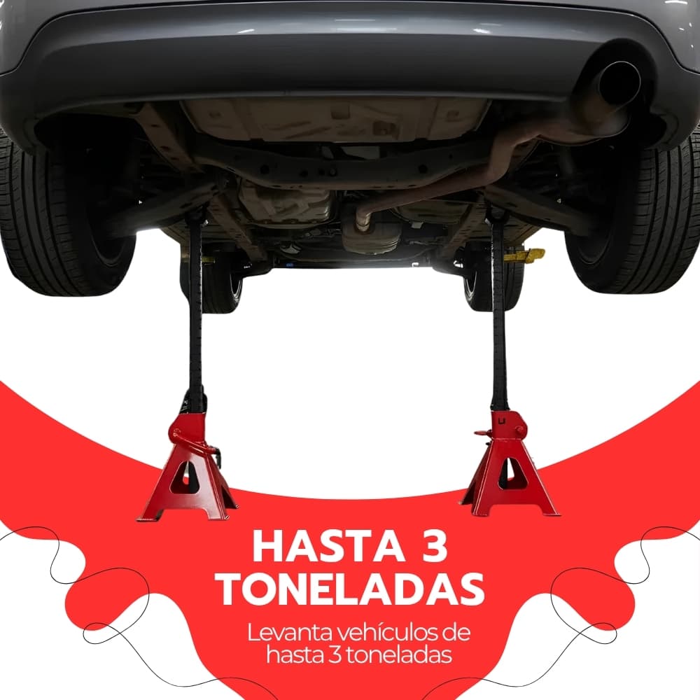 Caballetes de madera para auto 3 toneladas | Set de 2 banquillos mecánicos ajustables de 28,5 a 42 cm con estructura de acero reforzado | Novystor — imagen 7