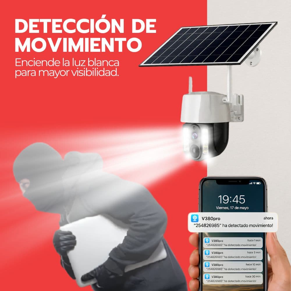 Cámara de Seguridad Solar IP66 5MP Visión Nocturna App — imagen 9