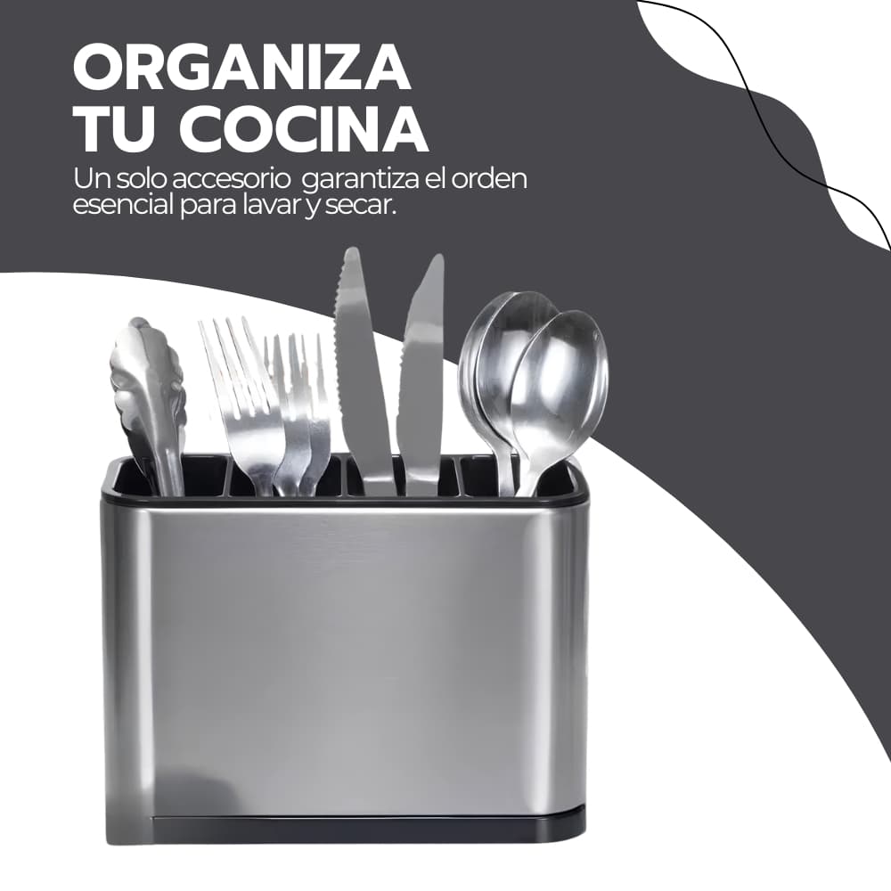 Organizador de Cubiertos Escurridor Cocina Acero Inoxidable — imagen 5