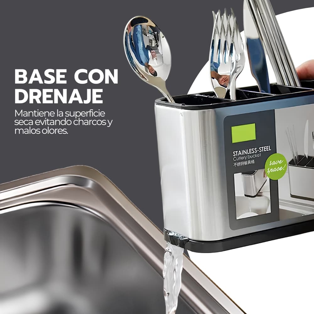 Organizador de Cubiertos Escurridor Cocina Acero Inoxidable — imagen 6