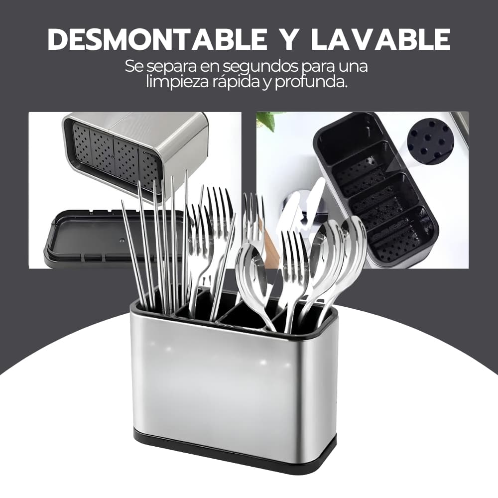 Organizador de Cubiertos Escurridor Cocina Acero Inoxidable — imagen 7