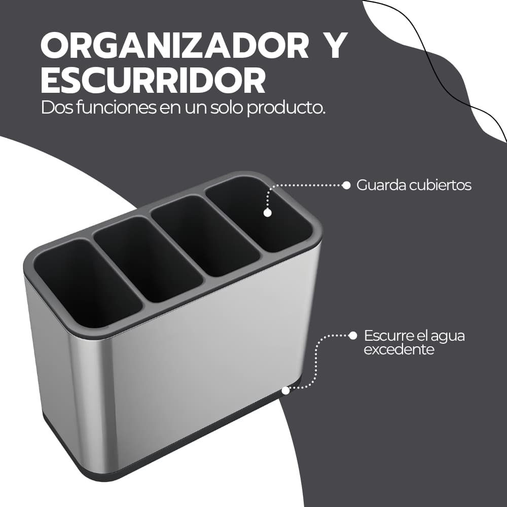 Organizador de Cubiertos Escurridor Cocina Acero Inoxidable — imagen 8