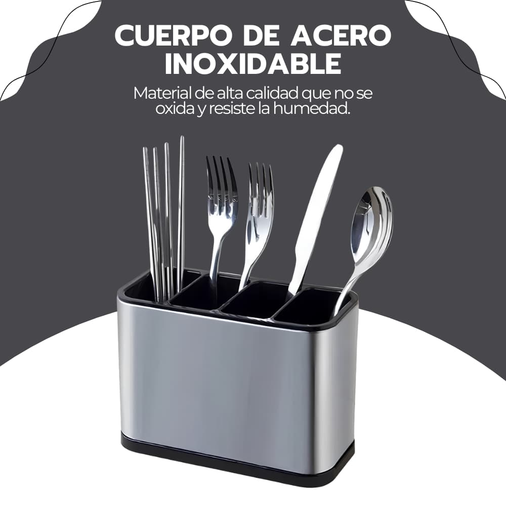 Organizador de Cubiertos Escurridor Cocina Acero Inoxidable — imagen 9