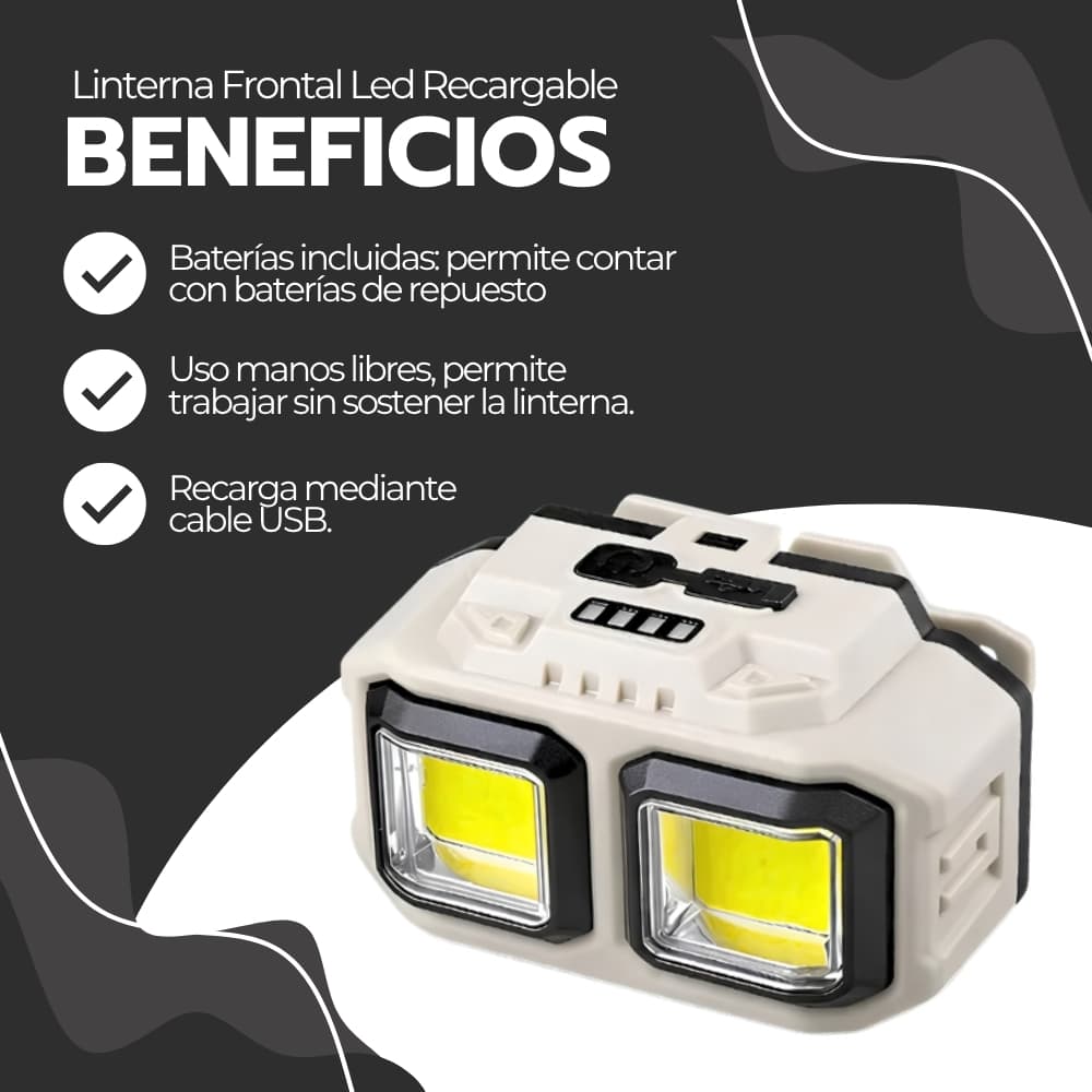 Linterna de Cabeza Recargable 600 Lúmenes | 3 Modos de Luz y Zoom Ajustable | 6 Horas de Duración con Batería | Resistente al Agua | Novystor — imagen 4