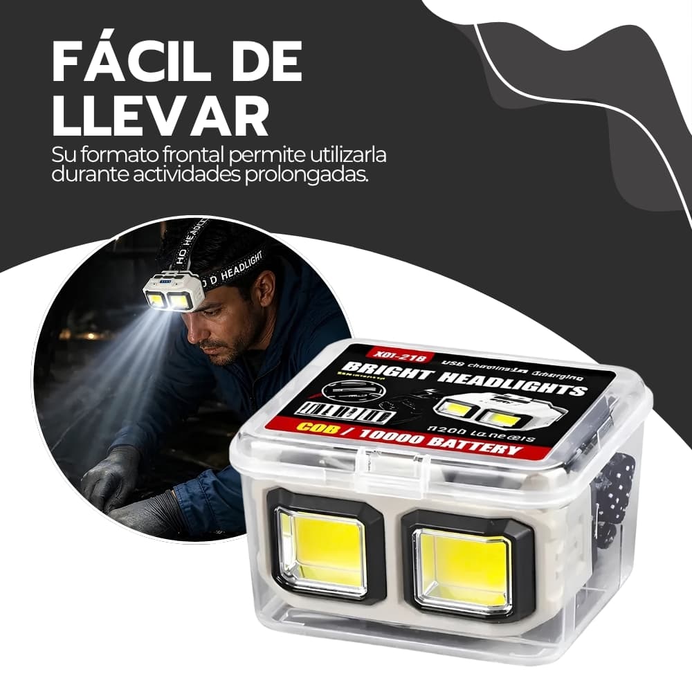 Linterna de Cabeza Recargable 600 Lúmenes | 3 Modos de Luz y Zoom Ajustable | 6 Horas de Duración con Batería | Resistente al Agua | Novystor — imagen 9