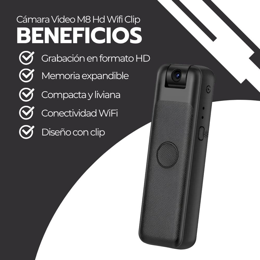 Cámara de Video Portátil M8 HD WiFi con Clip – Grabadora Compacta para Monitoreo Remoto y Transmisión en Directo | Novystor — imagen 4