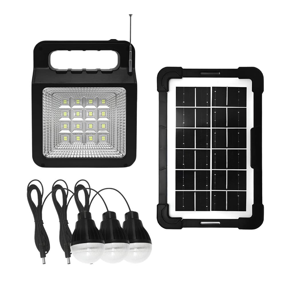 Kit Linterna Solar Ampolletas Lámpara Panel Solar Exteriores — imagen 2