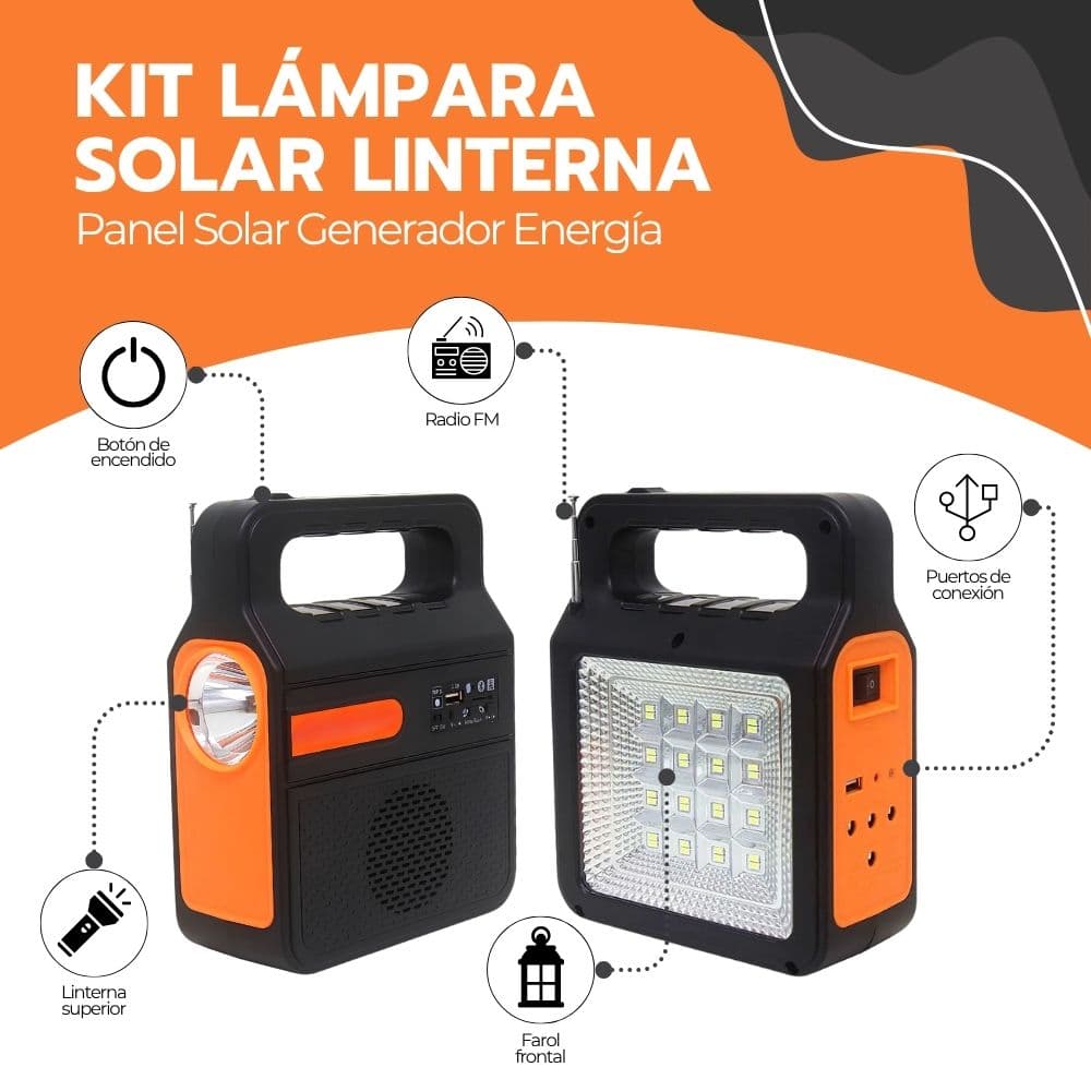 Kit Linterna Solar Ampolletas Lámpara Panel Solar Exteriores — imagen 3