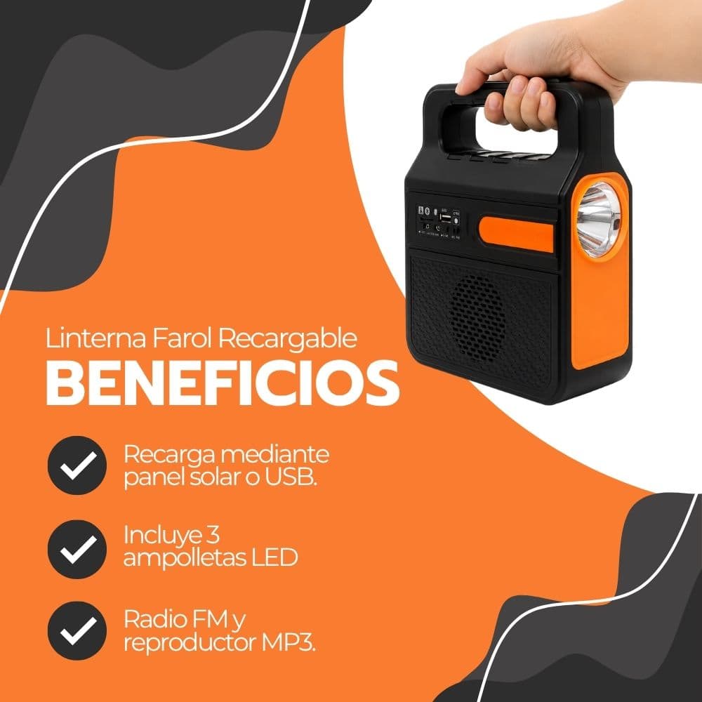 Kit Linterna Solar Ampolletas Lámpara Panel Solar Exteriores — imagen 4