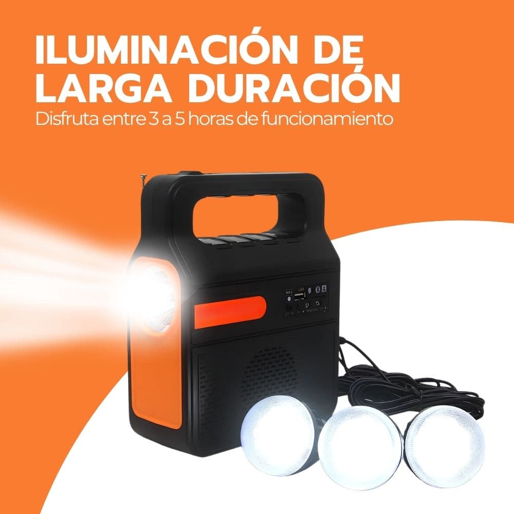 Kit Linterna Solar Ampolletas Lámpara Panel Solar Exteriores — imagen 6