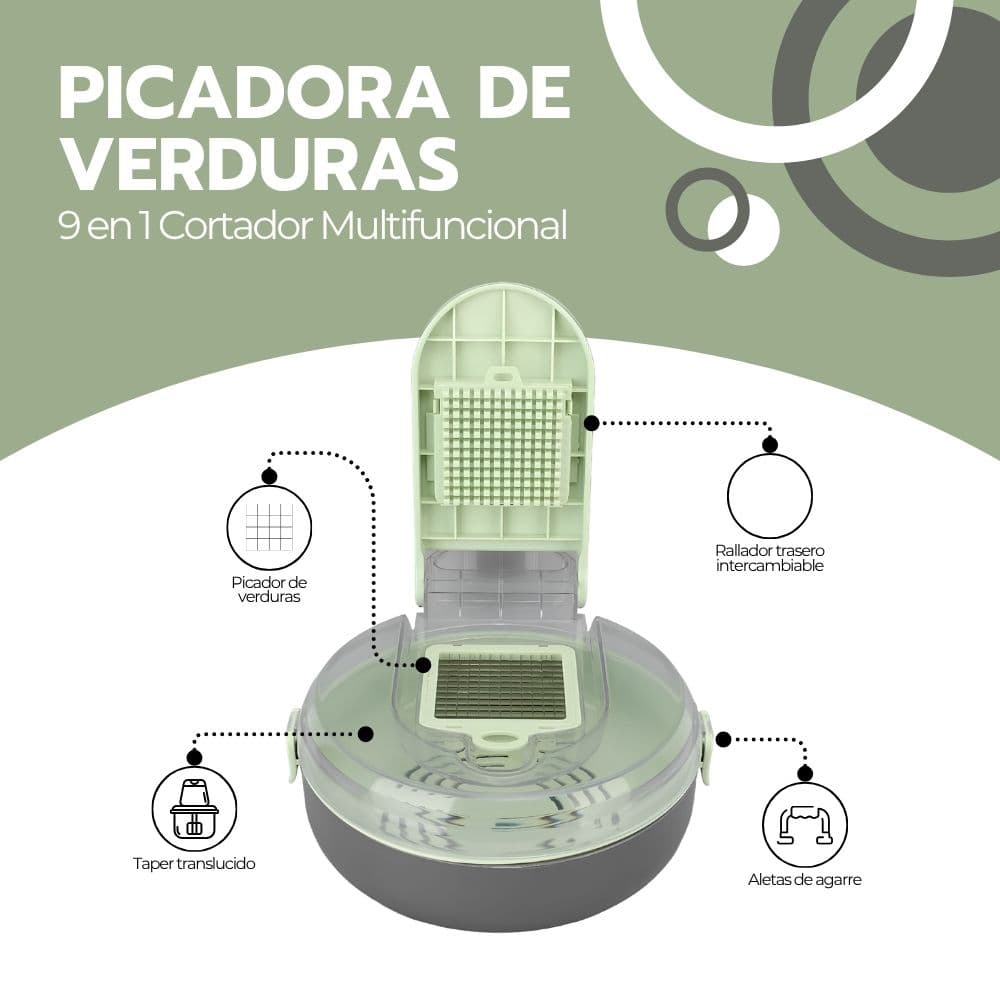 Picadora De Verduras 9 en 1 Cortador Multifuncional — imagen 3