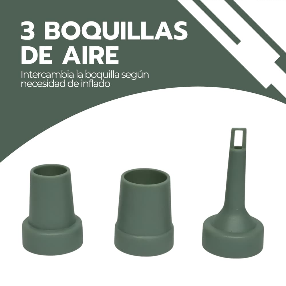 Inflador Eléctrico Portátil para Neumáticos, Colchones y Globos | Recargable USB-C con 300 L/min y 3 Boquillas Intercambiables | Novystor — imagen 5