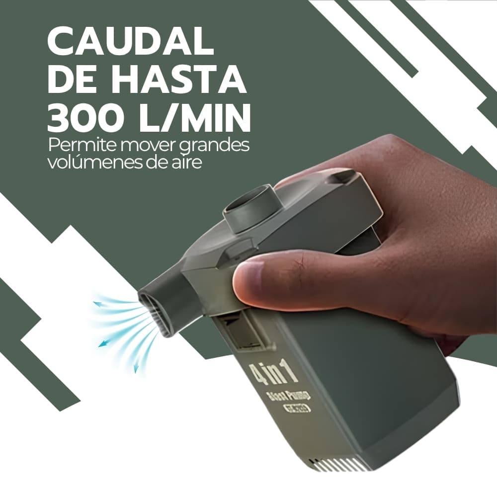 Inflador Eléctrico Portátil para Neumáticos, Colchones y Globos | Recargable USB-C con 300 L/min y 3 Boquillas Intercambiables | Novystor — imagen 7