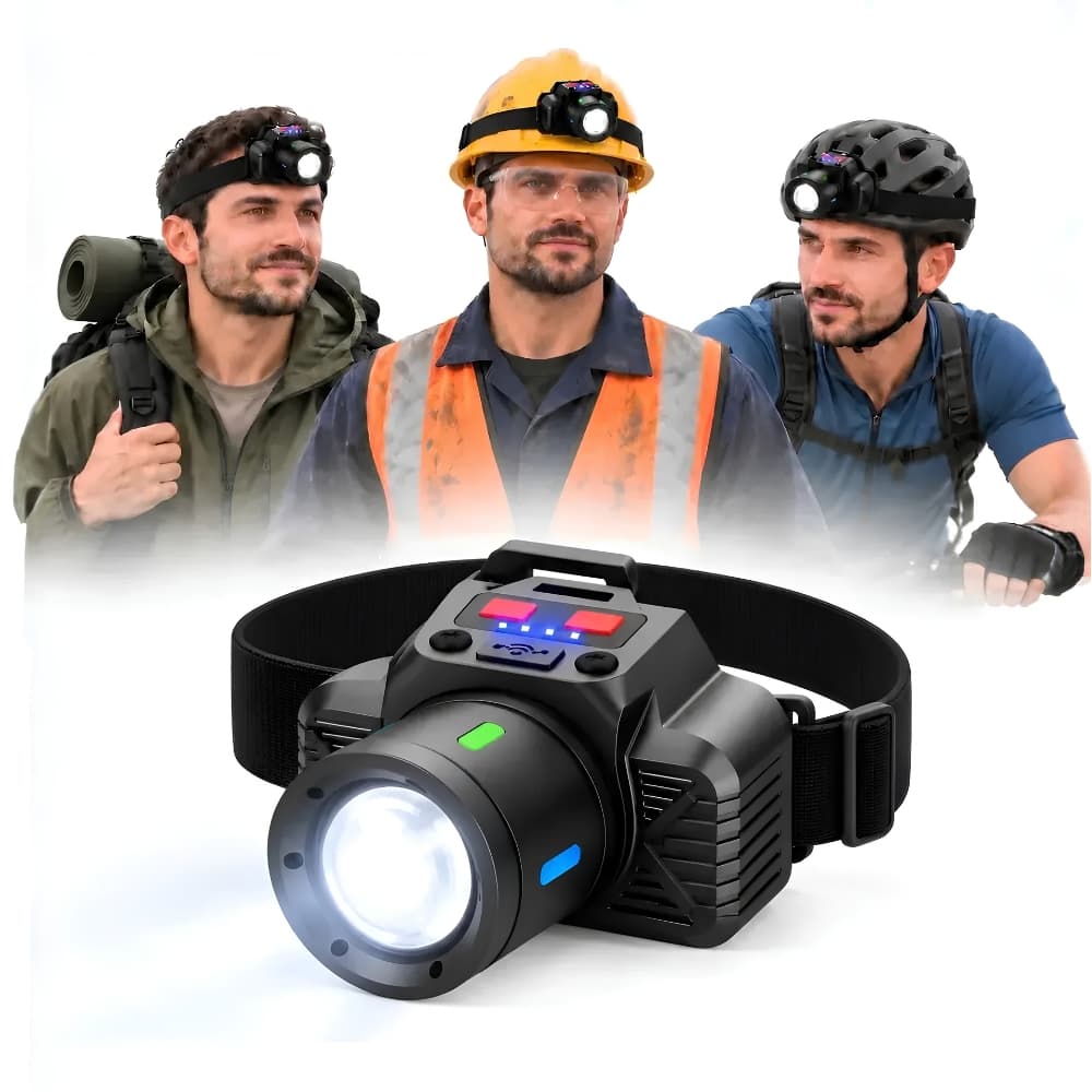 Linterna de Cabeza Recargable LED con Zoom y Puerto USB | Compacta para Manos Libres en Camping, Trabajos Nocturnos y Reparaciones | Novystor — imagen 11