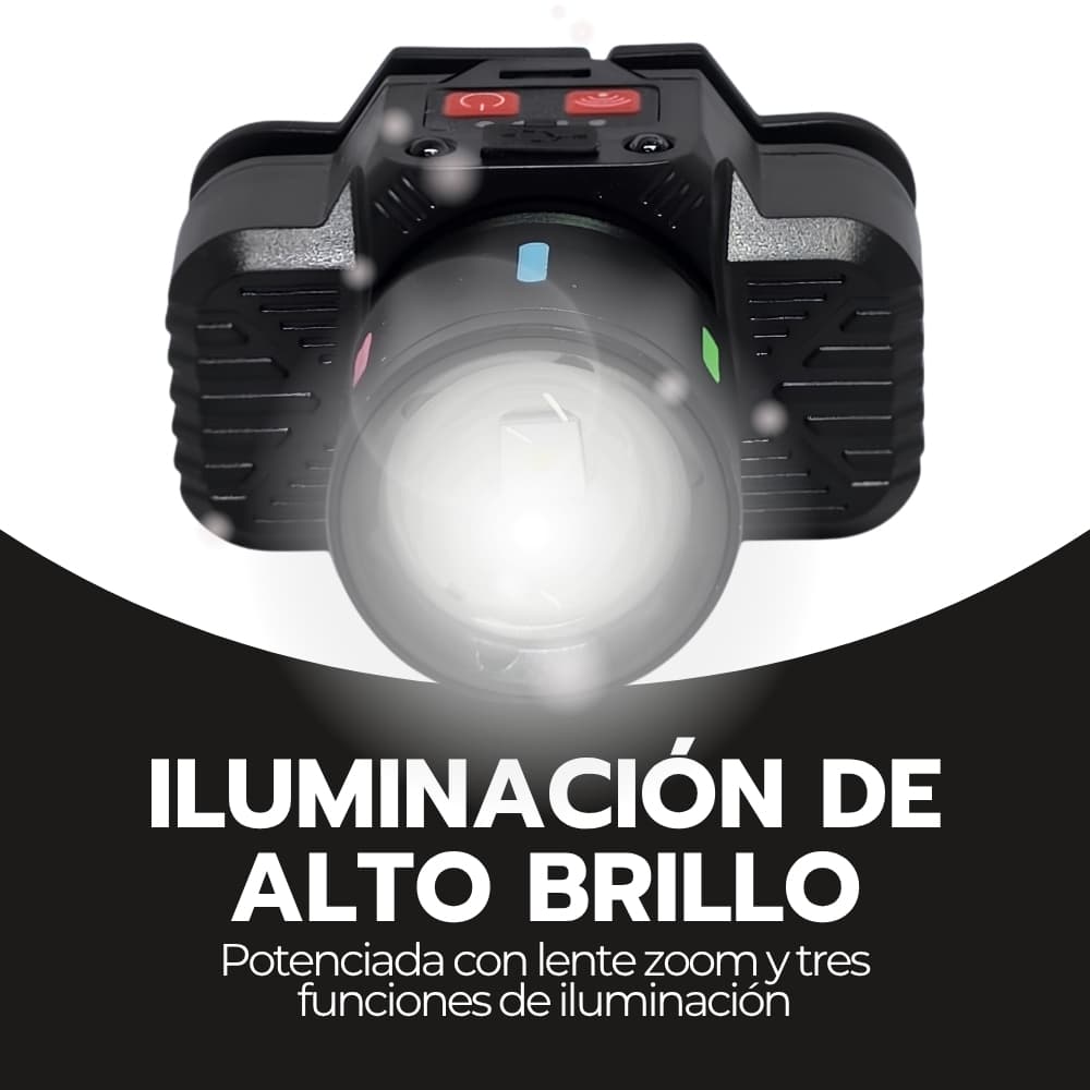 Linterna de Cabeza Recargable LED con Zoom y Puerto USB | Compacta para Manos Libres en Camping, Trabajos Nocturnos y Reparaciones | Novystor — imagen 6