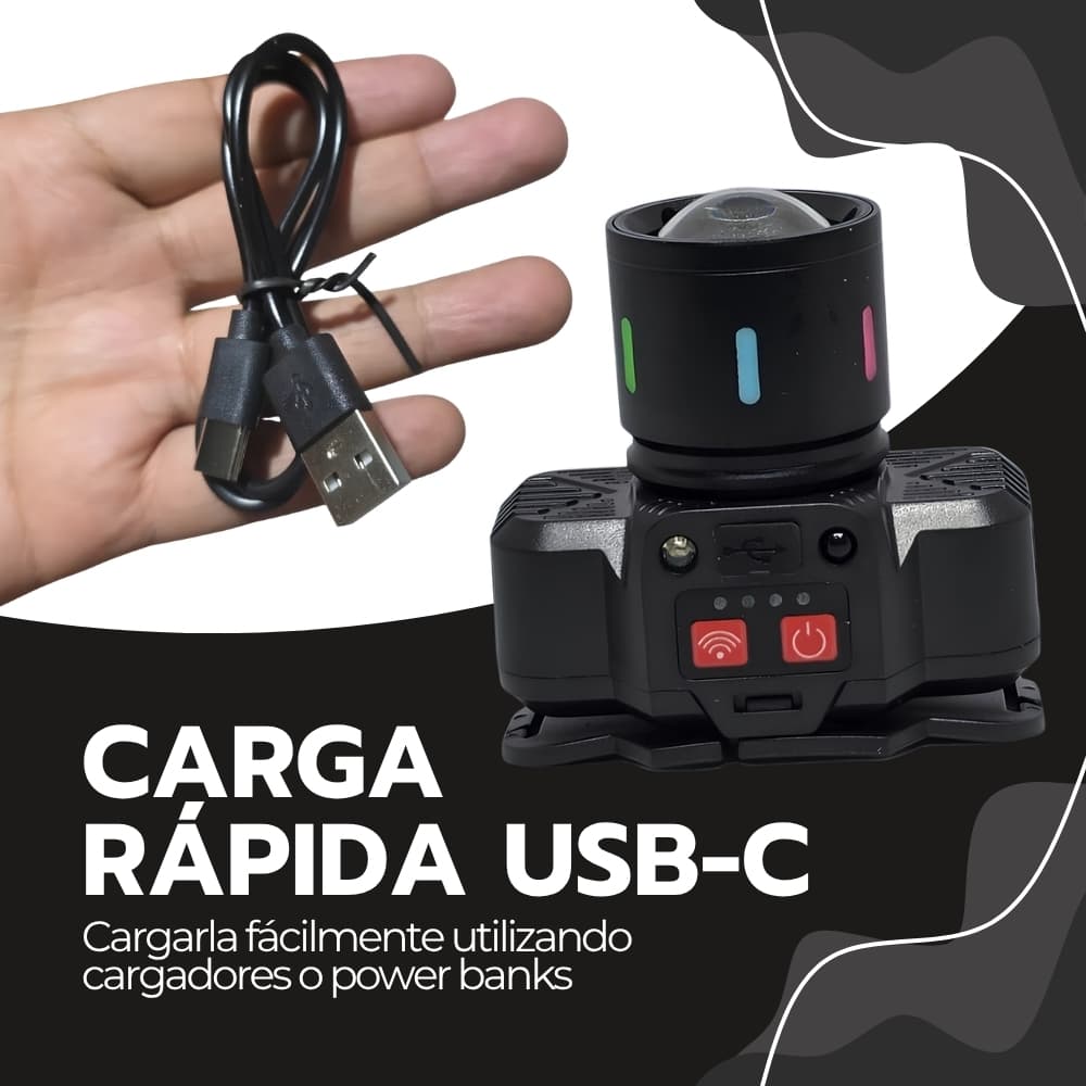 Linterna de Cabeza Recargable LED con Zoom y Puerto USB | Compacta para Manos Libres en Camping, Trabajos Nocturnos y Reparaciones | Novystor — imagen 7
