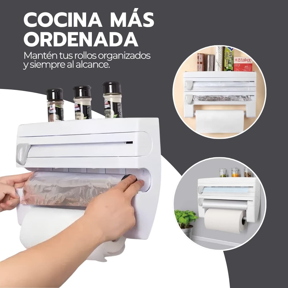 Dispensador de Papel Cocina 4 en 1 con Cuchillas para Aluminio, Film y Toalla | Organizador Multifuncional | Novystor — imagen 6