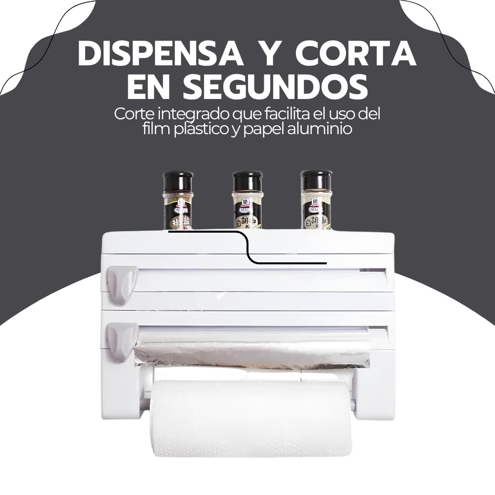 Dispensador de Papel Cocina 4 en 1 con Cuchillas para Aluminio, Film y Toalla | Organizador Multifuncional | Novystor — imagen 7