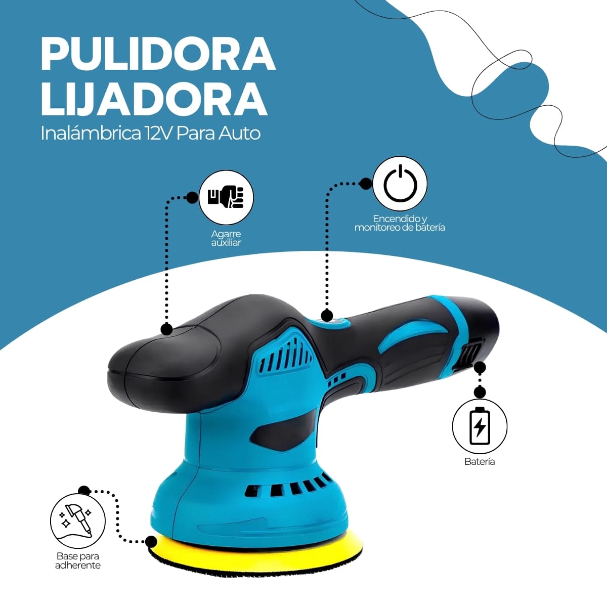 Pulidora para Auto Inalámbrica 380W | 2800-5500 RPM Regulable | Batería 1500 mAh 15V | Novystor — imagen 3