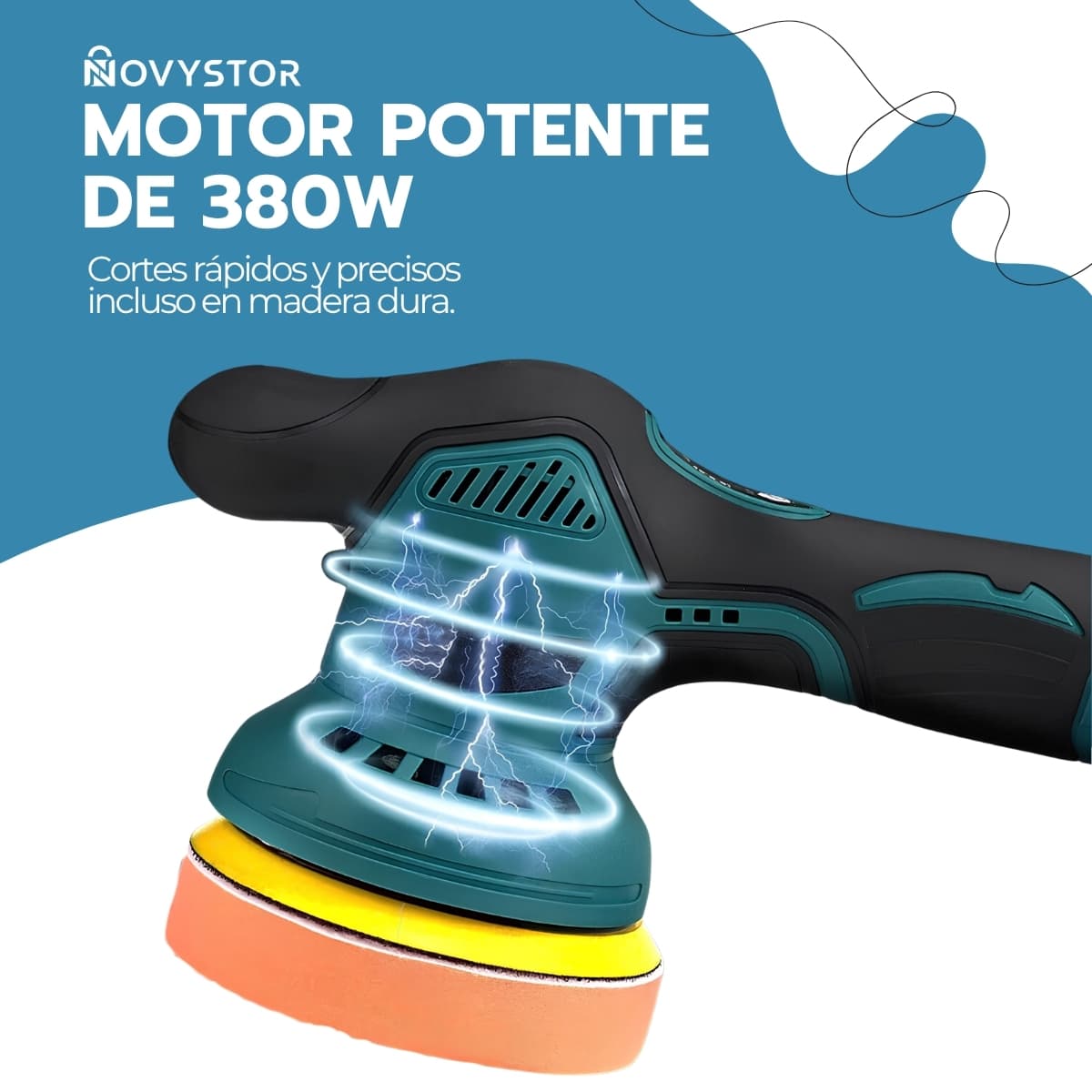Pulidora para Auto Inalámbrica 380W | 2800-5500 RPM Regulable | Batería 1500 mAh 15V | Novystor — imagen 6