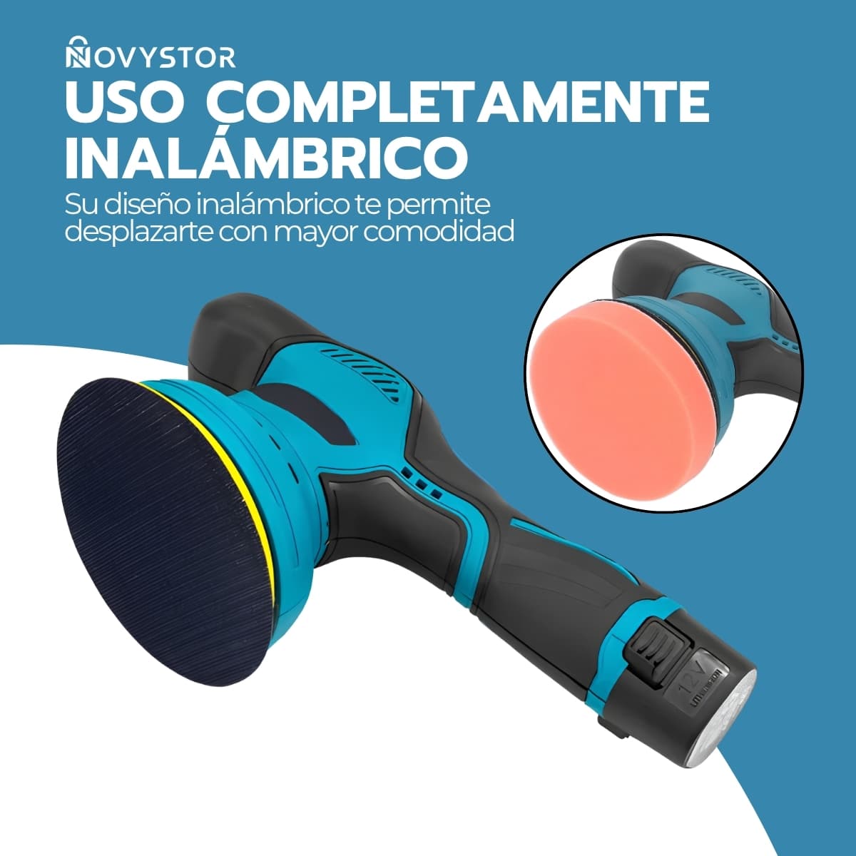 Pulidora para Auto Inalámbrica 380W | 2800-5500 RPM Regulable | Batería 1500 mAh 15V | Novystor — imagen 7