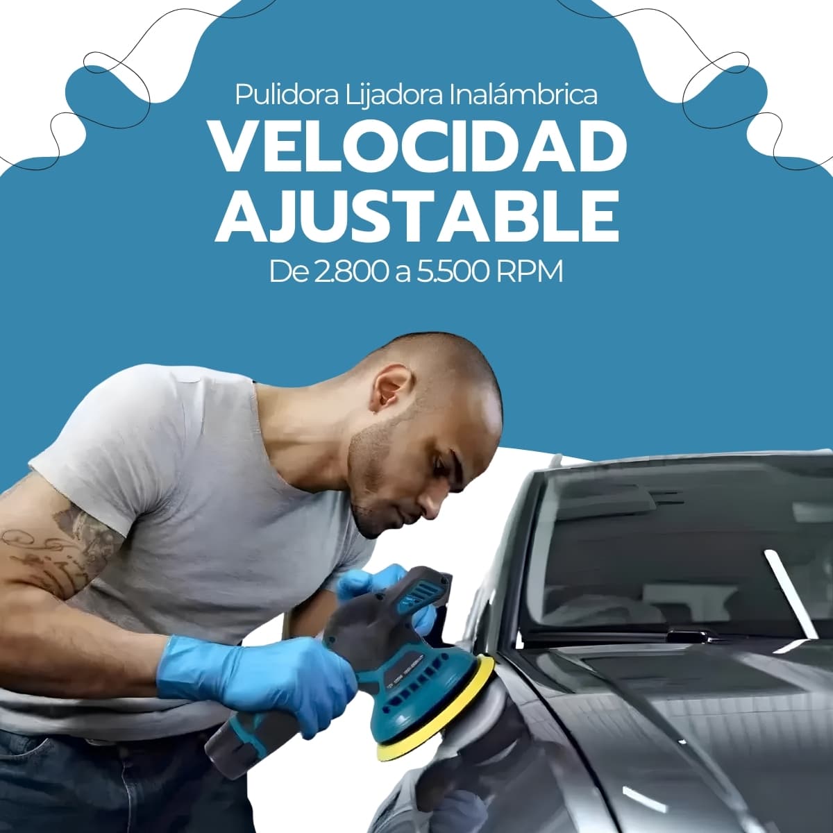Pulidora para Auto Inalámbrica 380W | 2800-5500 RPM Regulable | Batería 1500 mAh 15V | Novystor — imagen 9