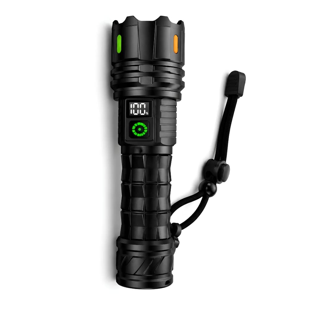 Linterna Táctica Recargable 8000 mAh | LED Alta Potencia con Luz Blanca y Amarilla | Ideal para Camping, Emergencias y Exterior | Aluminio
