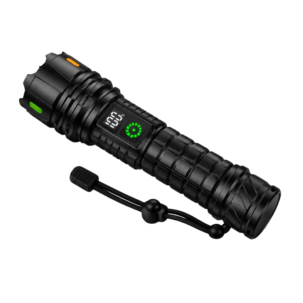Linterna Táctica Recargable 8000 mAh | LED Alta Potencia con Luz Blanca y Amarilla | Ideal para Camping, Emergencias y Exterior | Aluminio — imagen 2