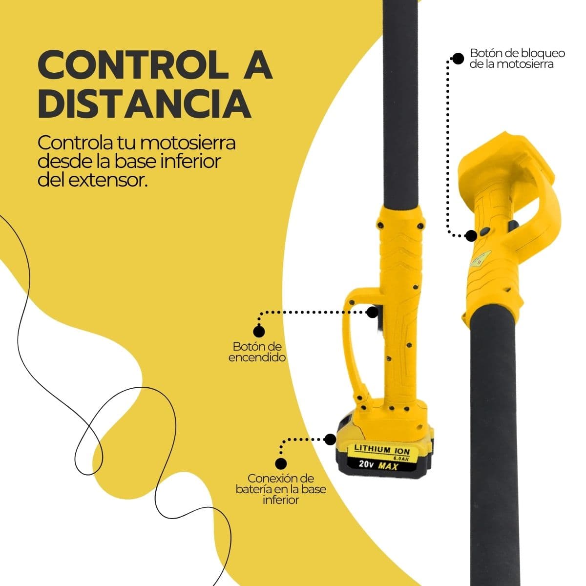 Herramienta Multifuncional Inalámbrica 5 en 1 para Jardinería | Kit con Motosierra, Orilladora y Soplador | Incluye 2 Baterías y Cargador | Novystor — imagen 5