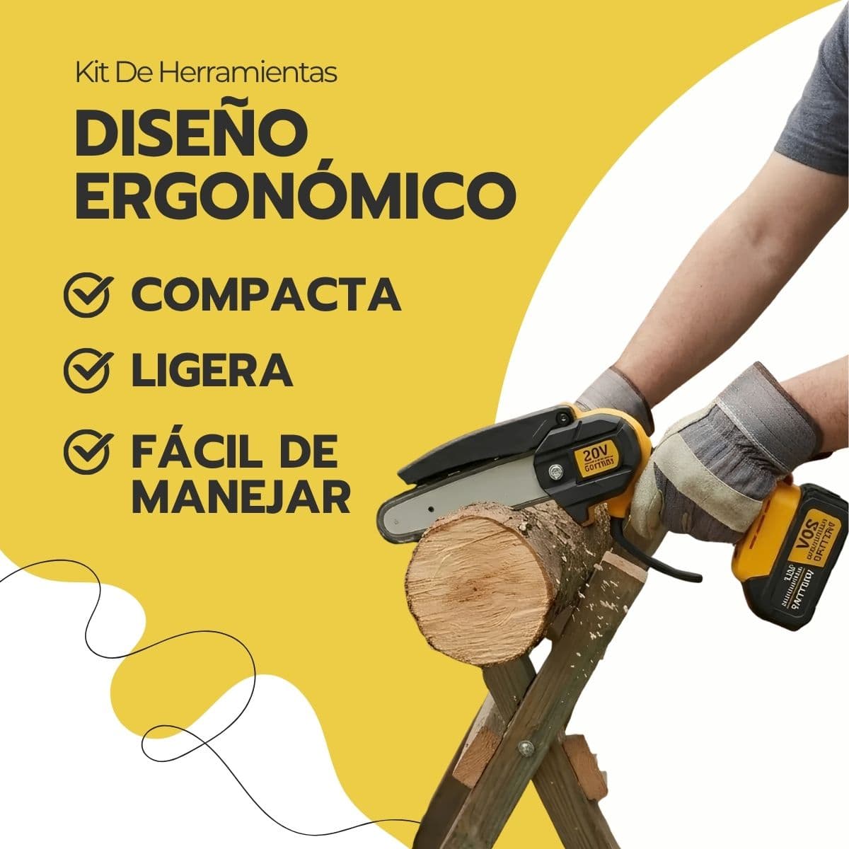 Herramienta Multifuncional Inalámbrica 5 en 1 para Jardinería | Kit con Motosierra, Orilladora y Soplador | Incluye 2 Baterías y Cargador | Novystor — imagen 8