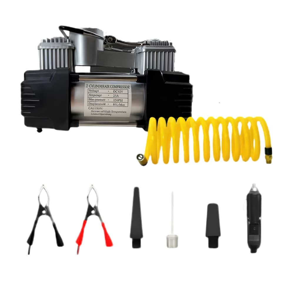 Compresor de Aire para Neumáticos 2 Cilindros 12V 150 PSI | Inflador Portátil con Manómetro y 3 Boquillas | Novystor — imagen 12