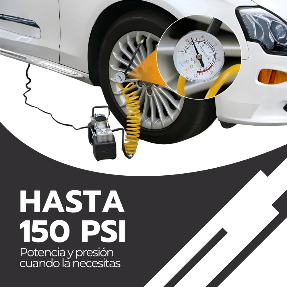 Compresor de Aire para Neumáticos 2 Cilindros 12V 150 PSI | Inflador Portátil con Manómetro y 3 Boquillas | Novystor — imagen 7