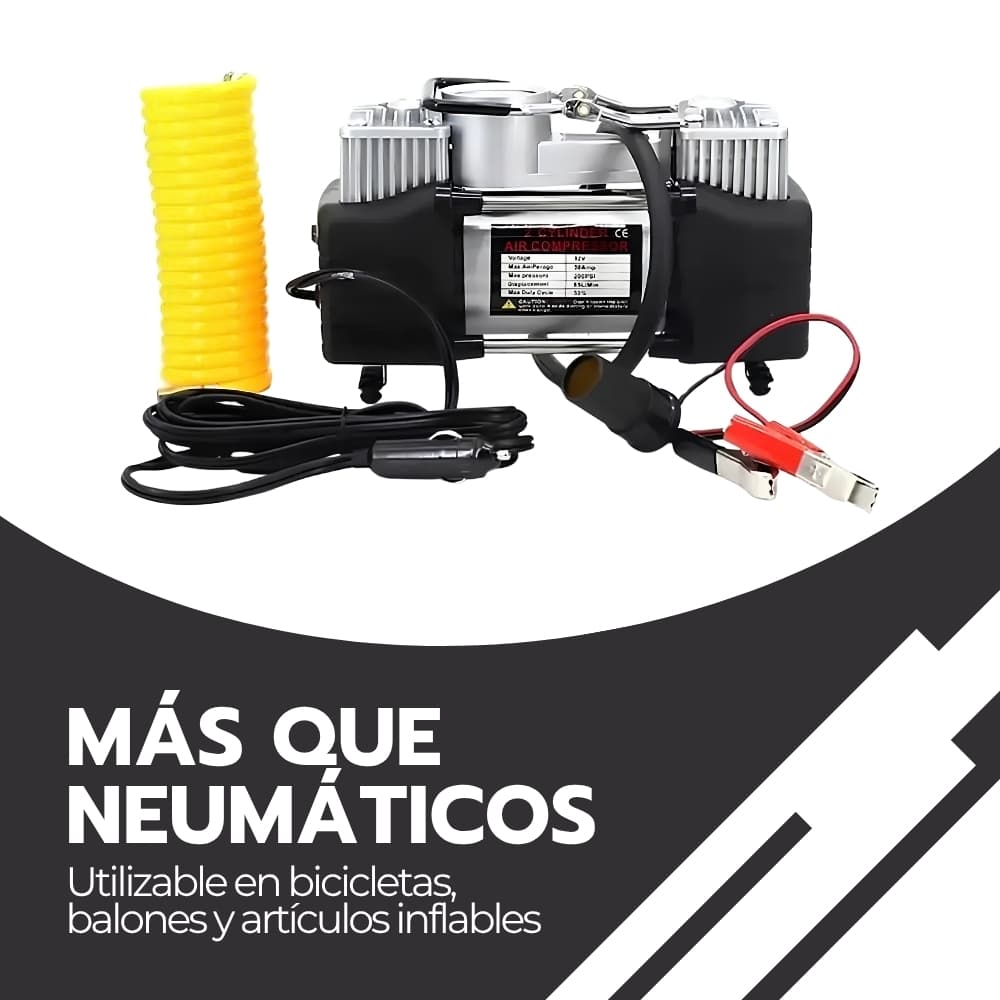 Compresor de Aire para Neumáticos 2 Cilindros 12V 150 PSI | Inflador Portátil con Manómetro y 3 Boquillas | Novystor — imagen 8
