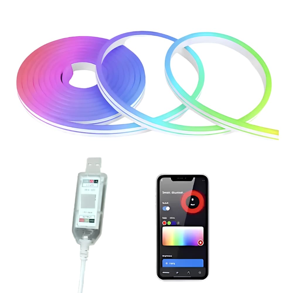 Tira LED Neón RGB 5 Metros con Bluetooth y Control USB | Cinta de Luces Flexible para Decorar Dormitorio, Escritorio o Sala | Novystor — imagen 2