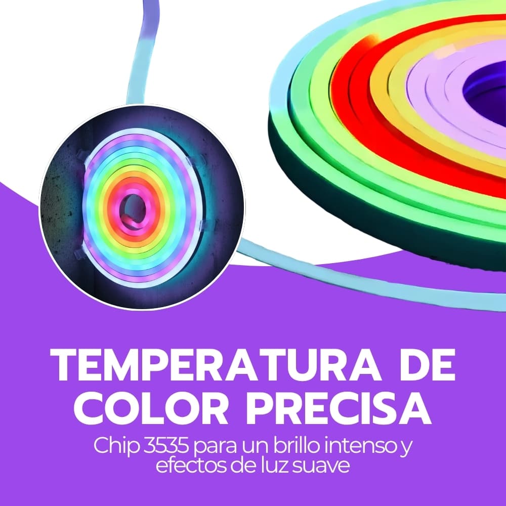 Tira LED Neón RGB 5 Metros con Bluetooth y Control USB | Cinta de Luces Flexible para Decorar Dormitorio, Escritorio o Sala | Novystor — imagen 6