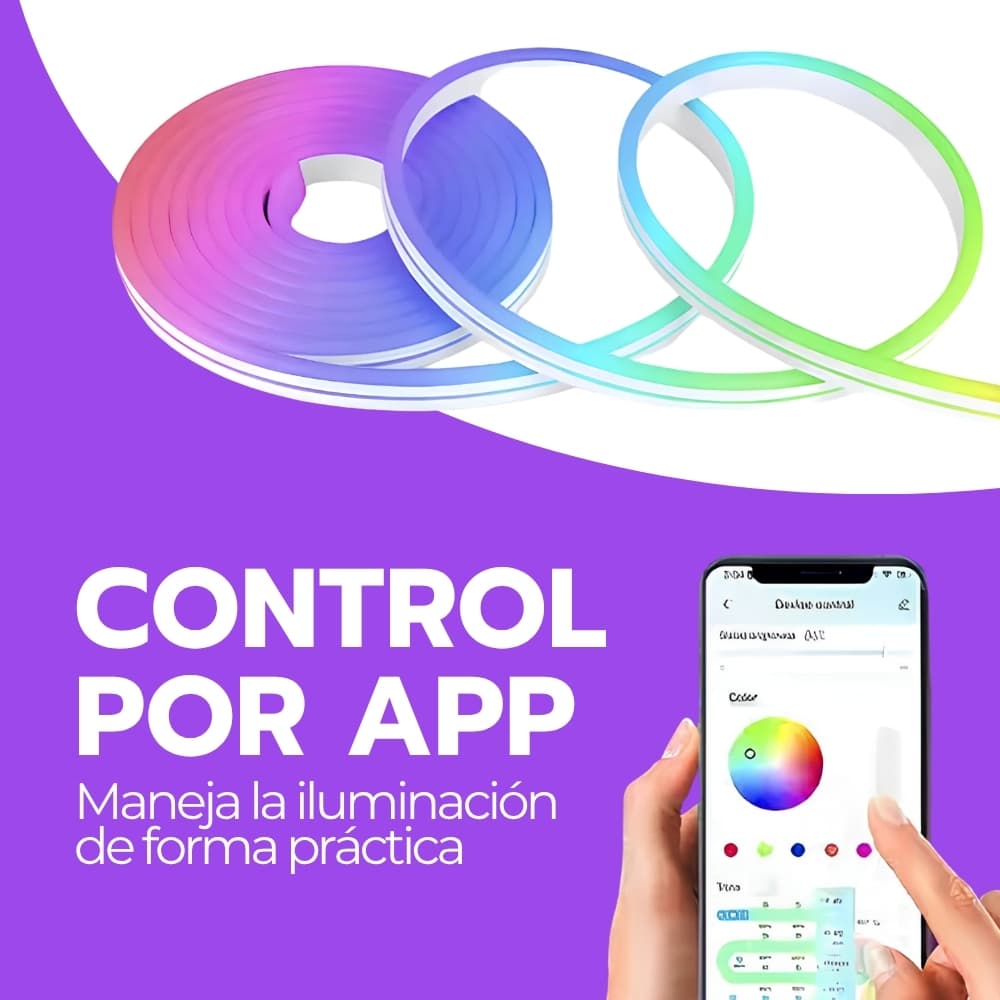 Tira LED Neón RGB 5 Metros con Bluetooth y Control USB | Cinta de Luces Flexible para Decorar Dormitorio, Escritorio o Sala | Novystor — imagen 9