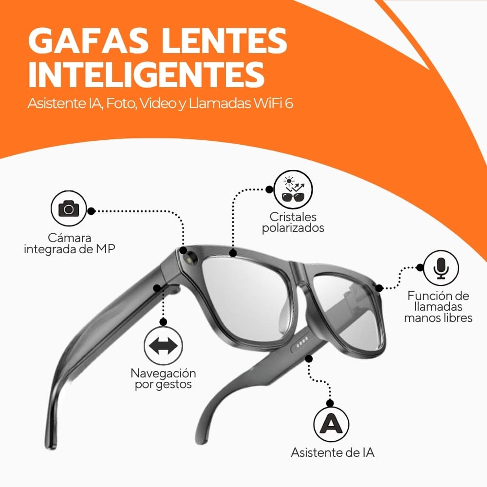 Gafas Ray Ban con Camara 8MP y Traducción IA | Gafas Inteligentes XK One Pro con Bluetooth 5.0, Video 1080P y Batería de 6 Horas | Novystor — imagen 3