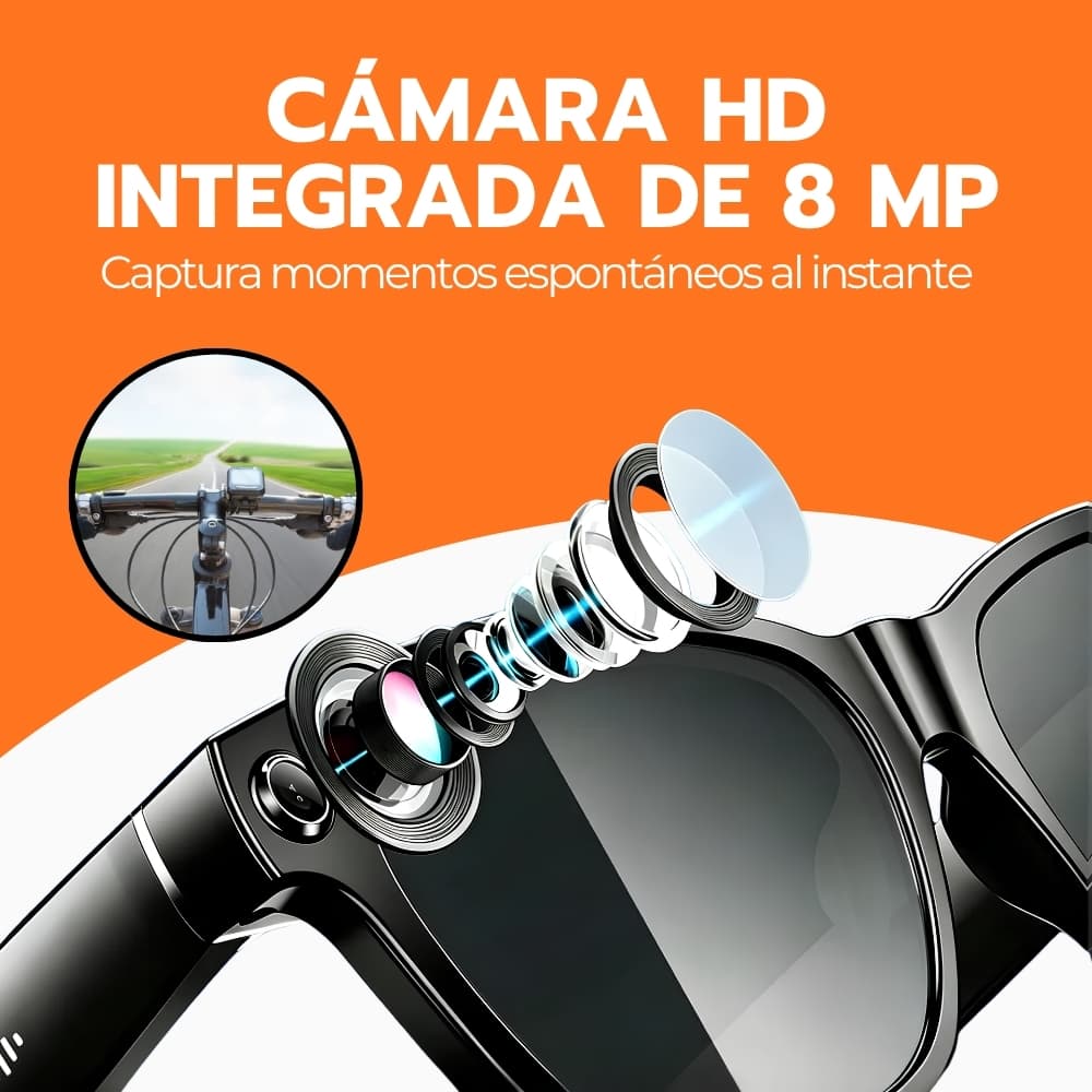 Gafas Ray Ban con Camara 8MP y Traducción IA | Gafas Inteligentes XK One Pro con Bluetooth 5.0, Video 1080P y Batería de 6 Horas | Novystor — imagen 8