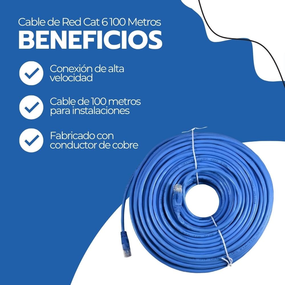 Cable de Red Cat 6 100 Metros Internet Alta Velocidad — imagen 4
