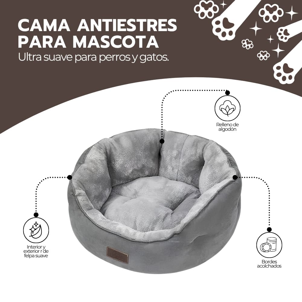 Cama antiestrés para perros y gatos | Ultrasuave y acogedora para descanso profundo | Mascotas pequeñas y grandes | Novystor — imagen 3