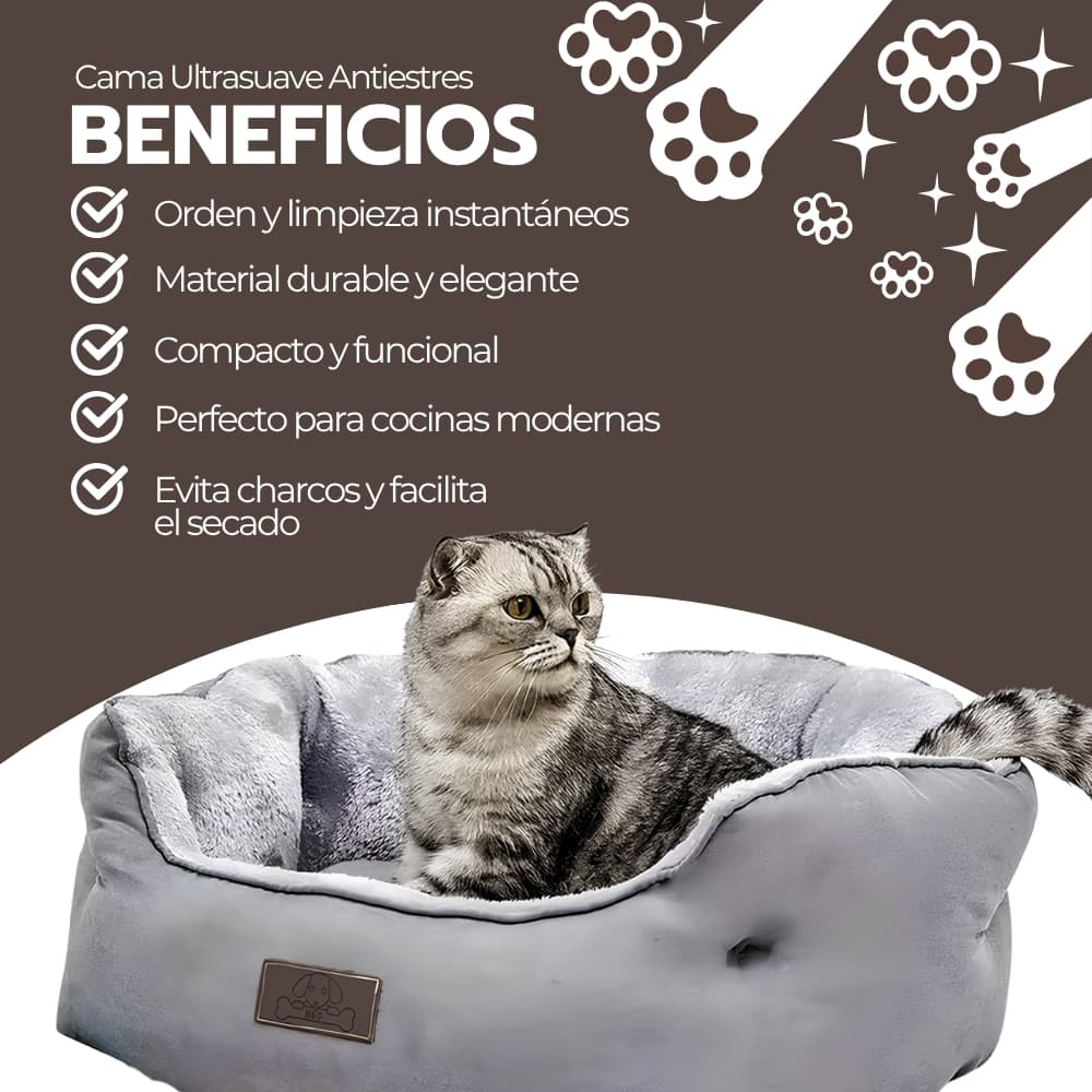 Cama antiestrés para perros y gatos | Ultrasuave y acogedora para descanso profundo | Mascotas pequeñas y grandes | Novystor — imagen 4